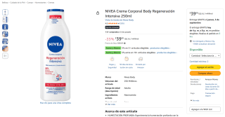 NIVEA Crema Corporal Body Regeneración Intensiva 250ml por $39 en Amazon