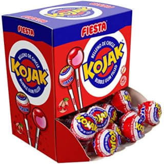 FIESTA Kojak caramelo con palo (cereza) — caja de 20 unidades por 4,43€ en Amazon