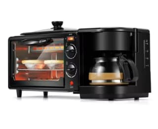 Maquina multifuncional para desayuno y comida, cafetera, horno y plancha por 33.11€