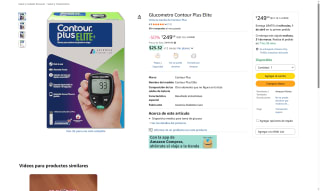 Glucometro Contour Plus Elite por $250 | Amazon