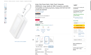 Banco de Energía Anker Zolo 20000mAh 30W por $499 | Amazon