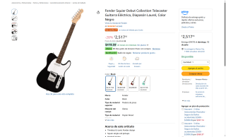 Guitarra Eléctrica Fender Squier Telecaster por $2,518 | Oferta Amazon