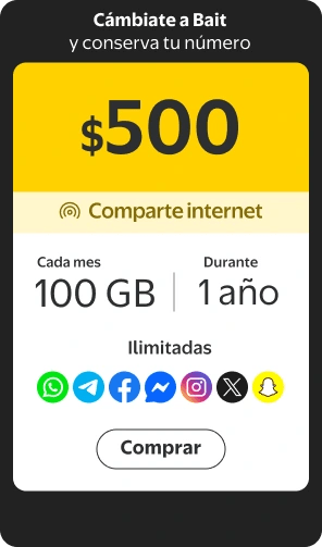 50% en el Primer Mes de Recargas Bait