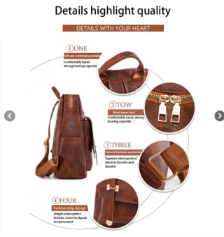 4 en 1 Mochila Cartera/Bolso Juvenil d/Mujer Impermeable SH Marrón $36.990 Falabella