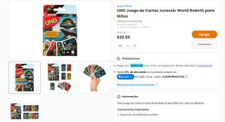 UNO Juego de Cartas Jurassic World Rebirth por $29 | Chedraui