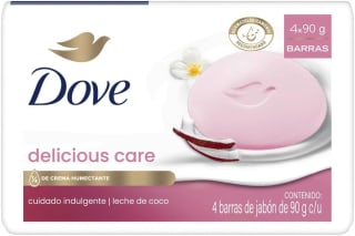 Dove Jabón Delicious Care Leche de Coco 4x90g por $65 en Amazon