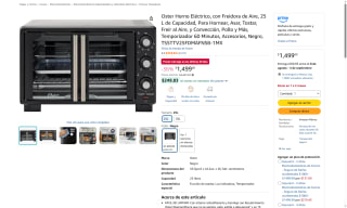 Oster Horno Eléctrico con Freidora de Aire 25L por $1,499 | Amazon