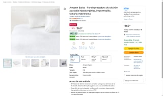 Cubre Colchón Amazon Basics Matrimonial Blanco por $370 | Amazon