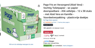Page Aloe vera vochtig toiletpapier12 x 38 stuks voor €9,69 bij Amazon