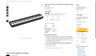 Roland FP-10 88 Teclas por $8,590 | Amazon (BBVA)