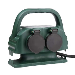 2 Regletas de Exterior 4 Enchufes Schuko con Tapa 2m Verde por 21.49€