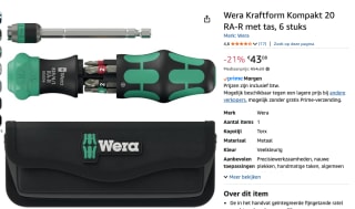 Wera Kraftform Kompakt 20 RA-R Bitschroevendraaier voor €43,08 bij Amazon