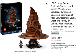LEGO Harry Potter Pratende Sorteerhoed voor €62,99 bij Amazon