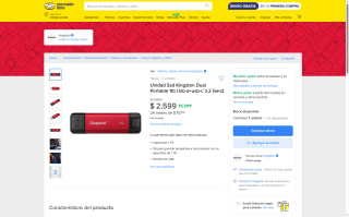 SSD Kingston 1TB Dual Portable por $2,599 | Mercado Libre