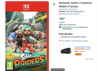 Splatoon Raiders - Nintendo Switch 2 - Franse hoes voor €44,20 bij Amazon