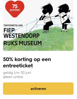 Rijksmuseum tickets voor €12,50 (icm 75 HEMA punten)