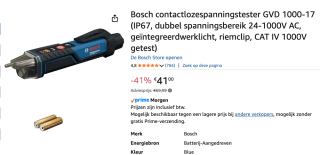 Bosch Accessoires - Spanningstester voor €41 bij Amazon