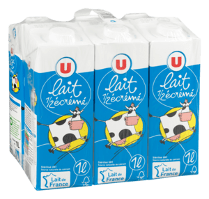 Lait UHT demi‑écrémé U pack 6x1 L pour 4,75€ chez Magasins U
