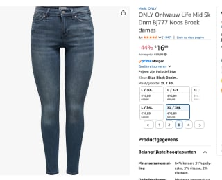 Only Blue Black Denim jeans voor €16,89 bij Amazon