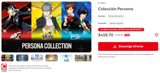 Colección Persona por $459 | Oferta Nintendo eShop