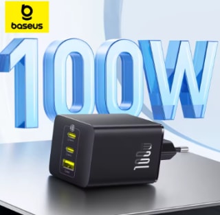 Baseus 100W GaN cargador rápido para Xiaomi Samsung iPhone por 20,96€