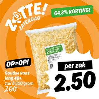 500 gram geraspte kaas voor €2,50 bij poiesz supermarkt