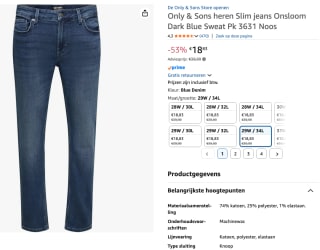 ONLY & SONS Onsloom slim jeans voor €18,83 bij Amazon