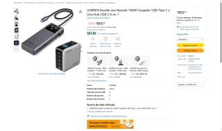 Bundle UGREEN 100W Cargador y HUB por $965 | Descuento Amazon