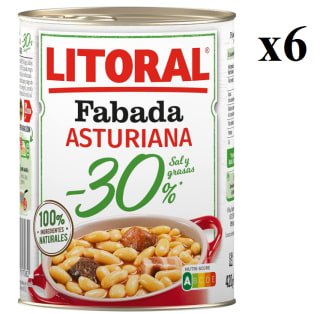 6 Botes de LITORAL Fabada Asturiana -30% sal y grasas 420 g. por 9.22€
