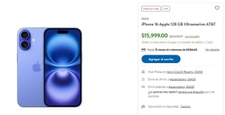 iPhone 16 128GB AT&T por $10,947 | Sam's Club (PayPal y Banamex)