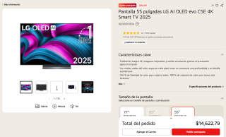 Smart TV LG 55" AI OLED evo C5E 4K 2025 por $13,823