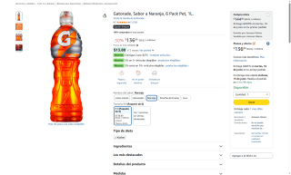 Gatorade Naranja 6x1L por $137 | Oferta Amazon