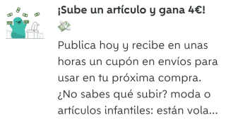 Gana 4€ para tus envíos por publicar un producto en Wallapop