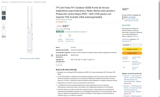 TP-Link Festa F41 IP65 200m por $697 | Amazon