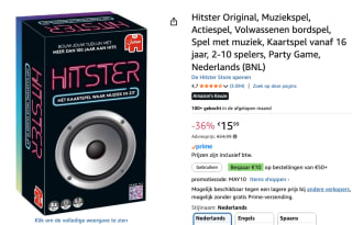 Jumbo - Hitster Original - Nederlandstalig Partyspel voor €15,99 bij Amazon