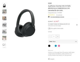 Audífonos Sony Wh-Ch720N por $1,799 | Liverpool