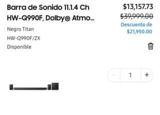 Barra de Sonido Samsung Q990F por $13,158 | Estudiantes