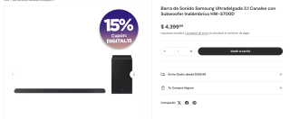 Barra de Sonido Samsung 3.1 con Subwoofer por $3,740 | Waldo's