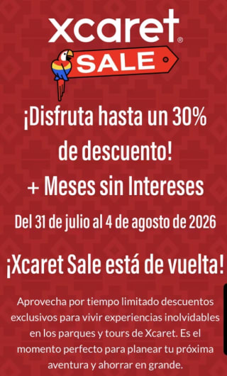 Cupón Xcaret: 30% de Descuento
