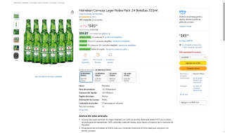 24 Pack Cerveza Heineken 355ml por $345 | Oferta Amazon