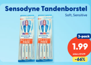 Sensodyne tandenborstels (3-pack) voor €1,99 bij Die Grenze