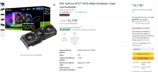Tarjeta Gráfica PNY GeForce RTX 5070 12GB por $12,176 | Amazon