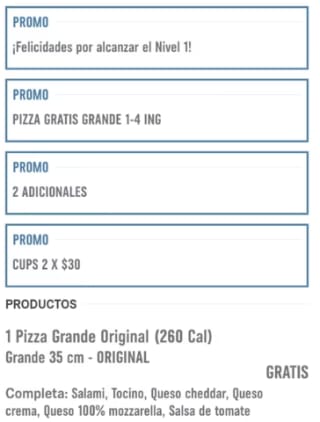 Pizza Grande Gratis en Nivel 1 | Domino's Pizza
