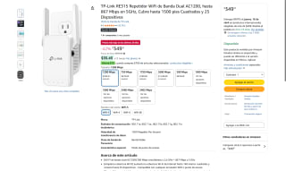 P-Link RE315 Repetidor WiFi por $349 | Oferta Amazon