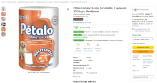 Pétalo Compact Clean, servitoalla 1 rollo (200 hojas) por $10 en Amazon