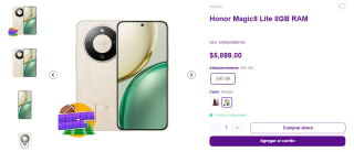 Honor Magic8 Lite 256GB por $5,309 | Telmov (Mercado Pago)