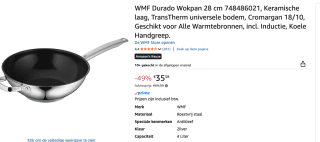 WMF Durado - Wokpan - Ø 28 cm - PFAS-vrij voor €35,58 bij Amazon
