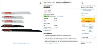 Makita reciprozaagbladenset voor €9,14