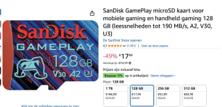 SANDISK MicroSDXC Gameplay 128GB voor €17,99 bij Amazon