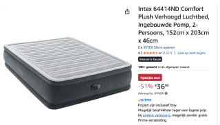 Intex Queen Comfort-Plush Luchtbed met ingebouwde pomp voor €36,90 bij Amazom